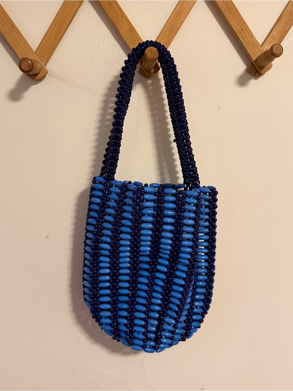 Handmade Blue Beaded Shoulder Bag